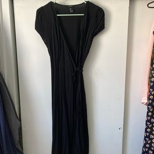 Forever 21 Black Midi Wrap Dress